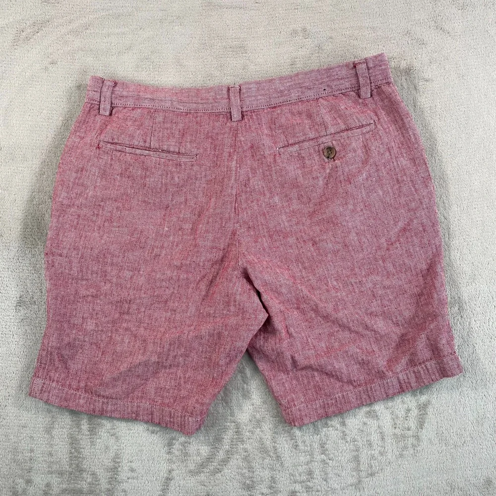Banana‎ Republic Aiden Shorts Mens 33 Red Flat Front Chino Cotton Linen Blend